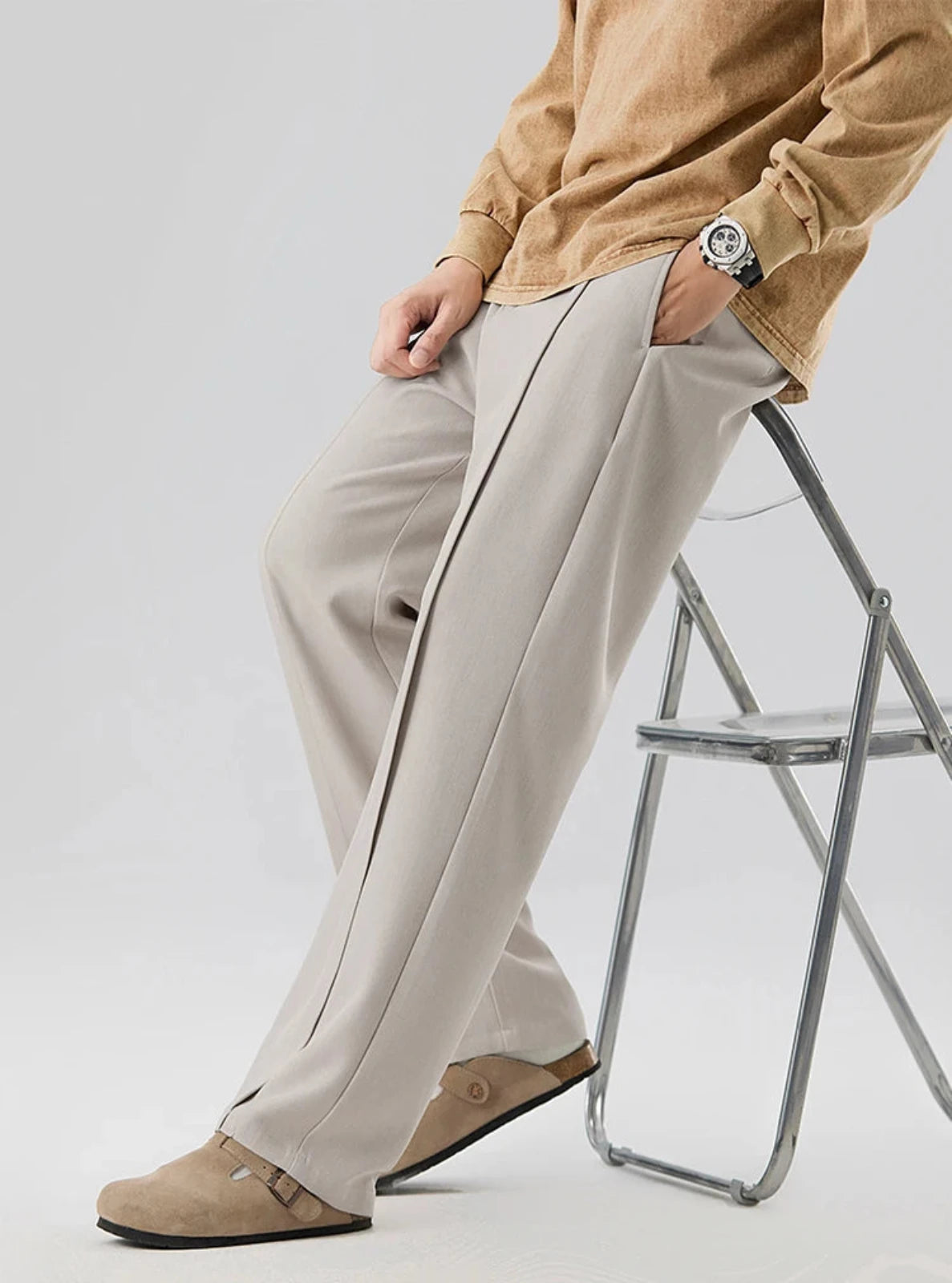 Wide Leg Pleated Slacks