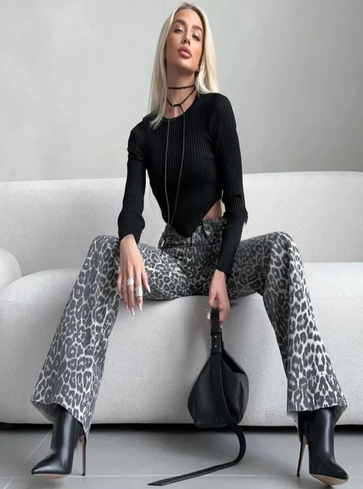 Wide-leg Leopard Print Pants