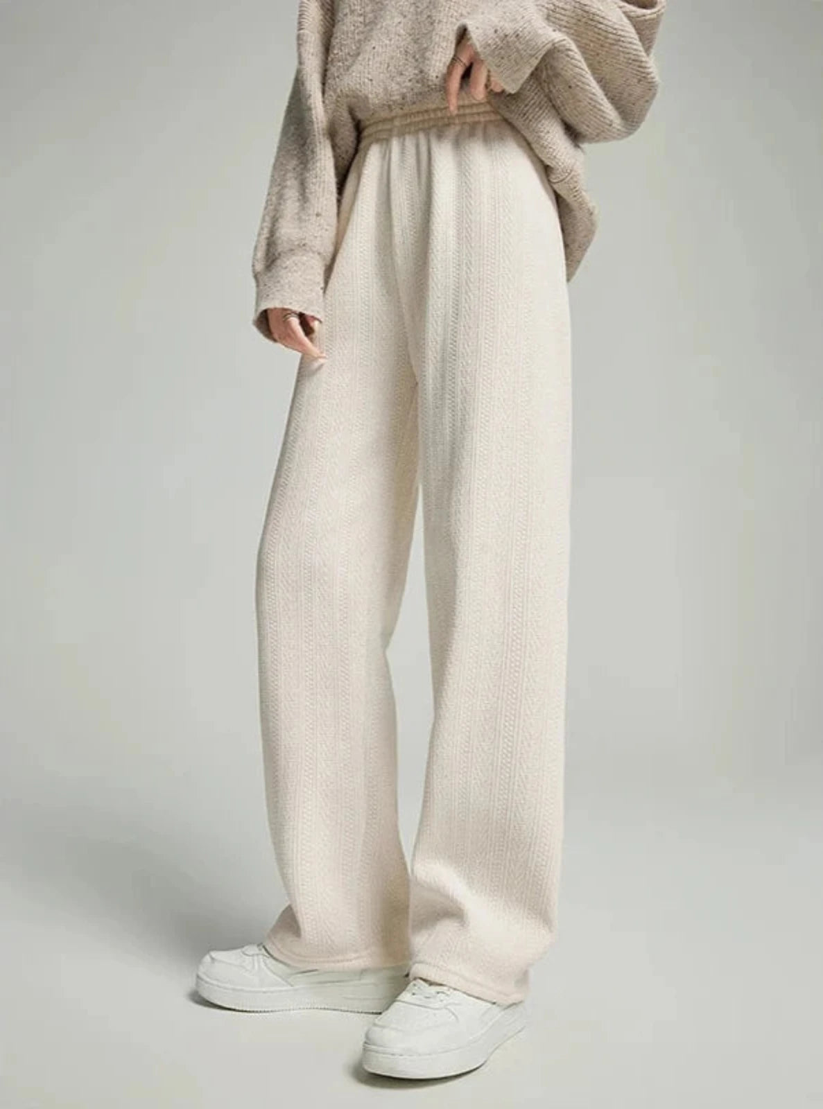 Wide-Leg Textured Pants