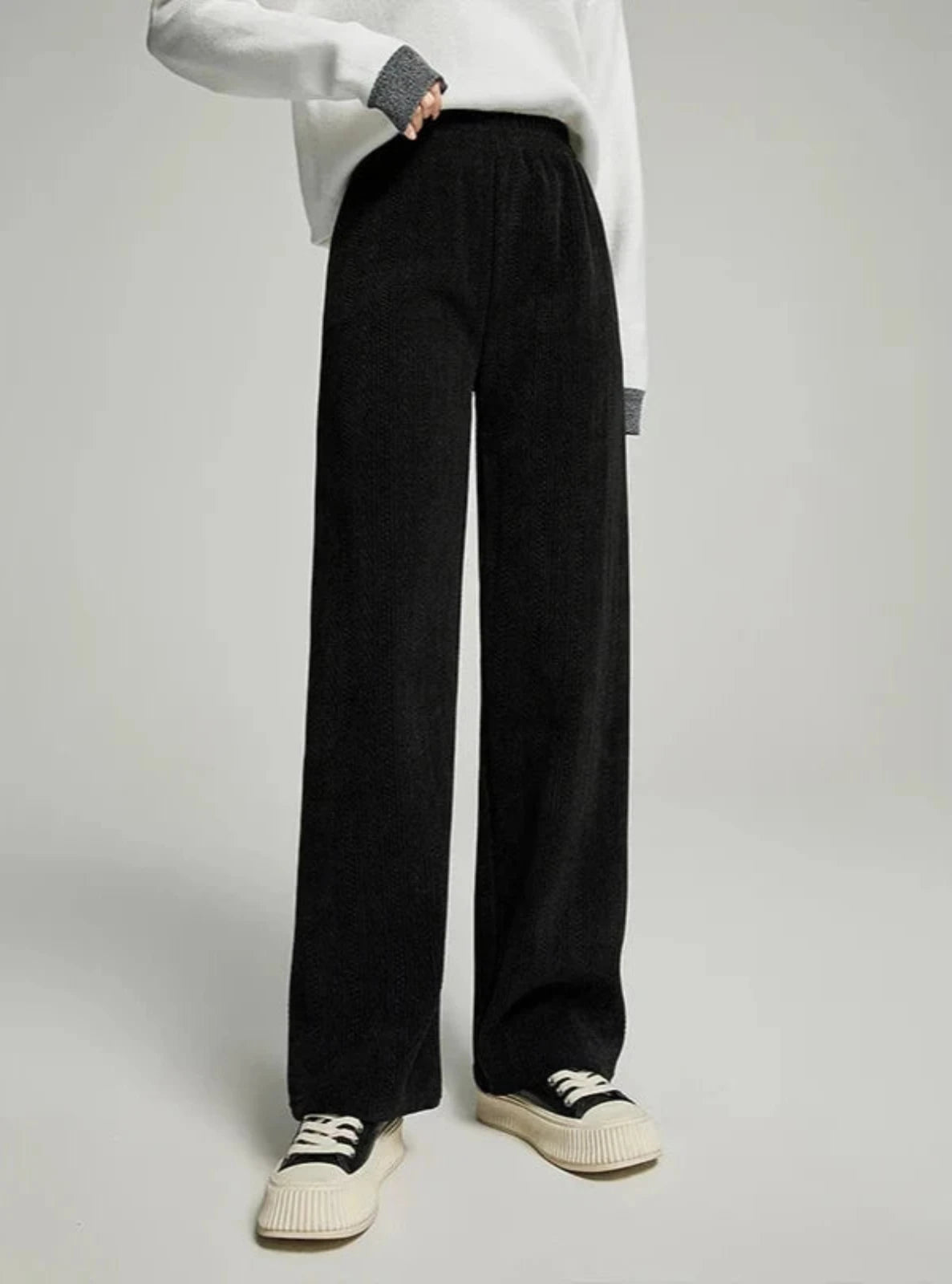 Wide-Leg Textured Pants