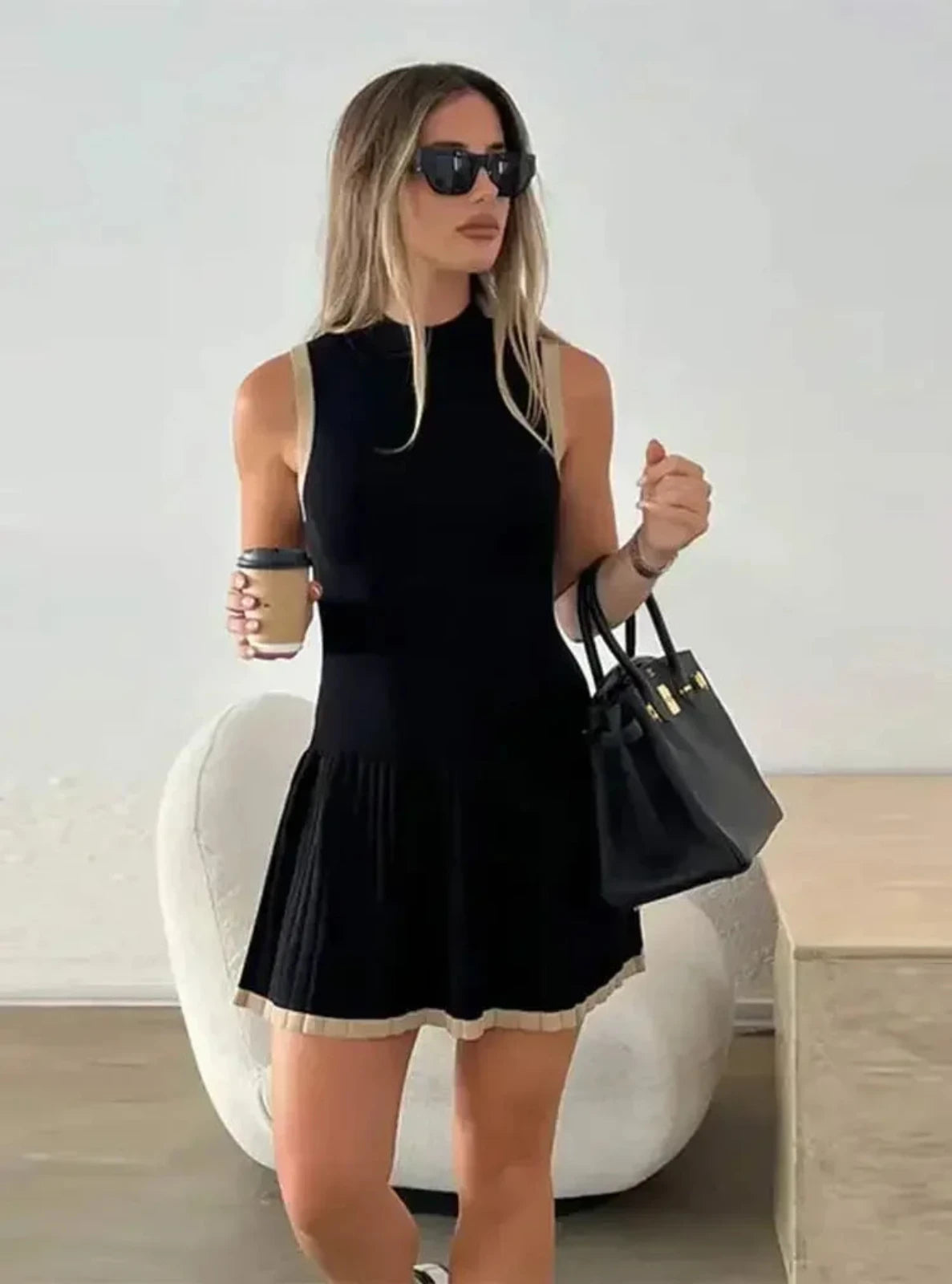 Sleeveless Rib-knit Dress