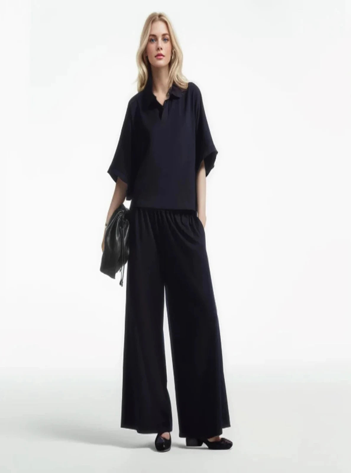 Wide-leg Twill Pants