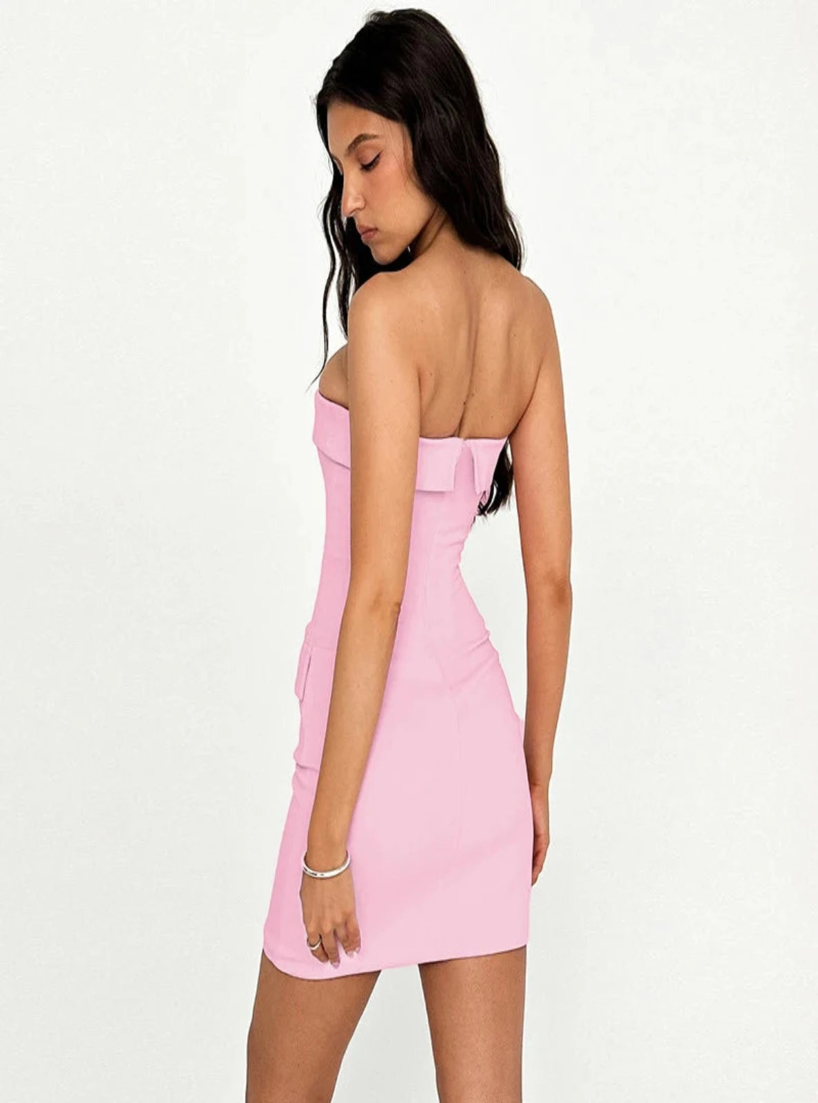 Strapless Pocket-front Mini Dress