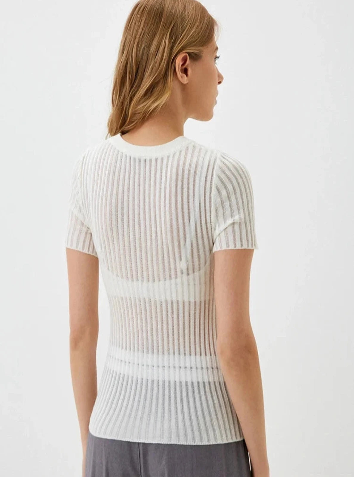 Striped Ribbed Wool T-shirt