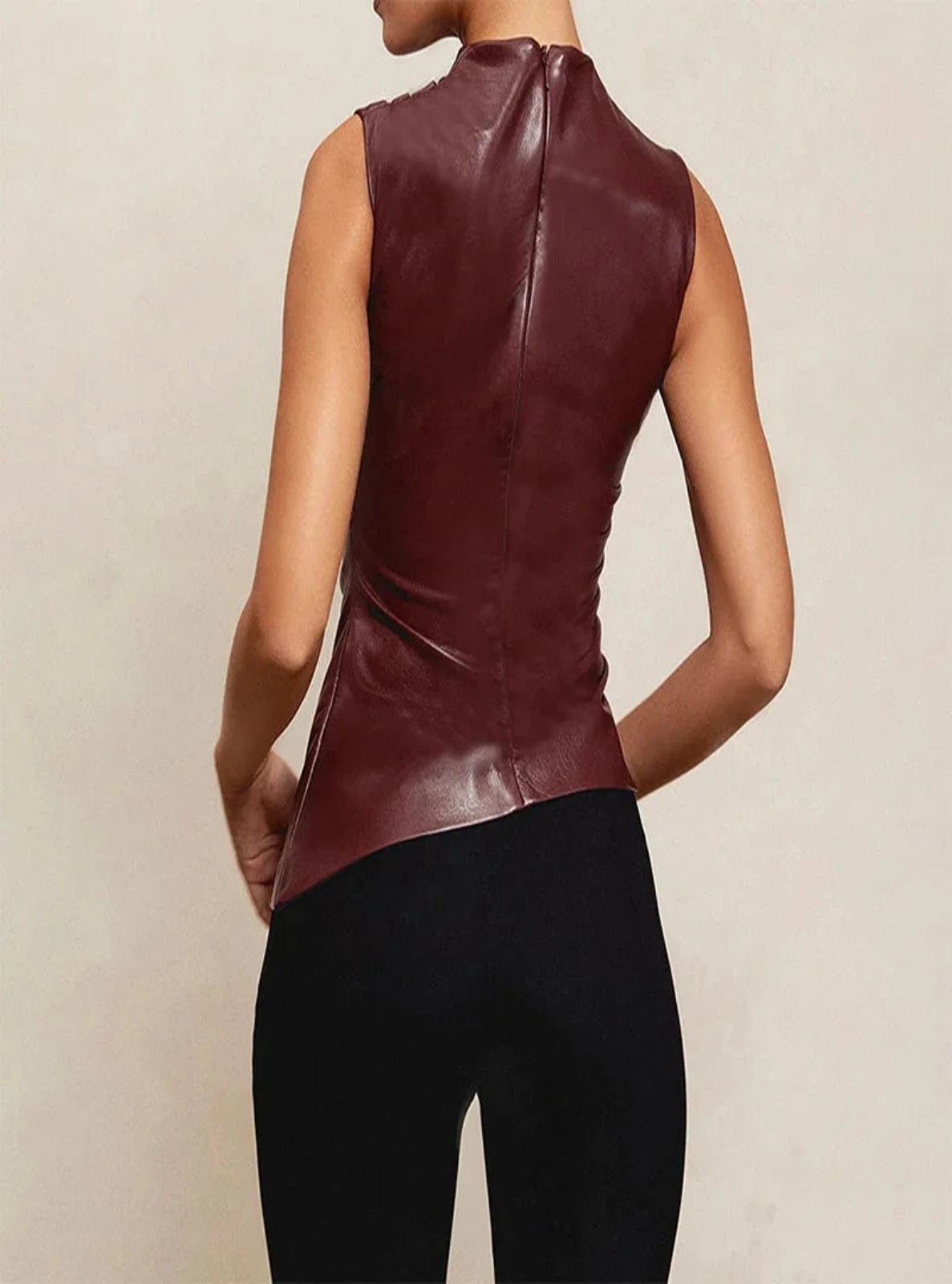 Sleeveless Leather Shell Top