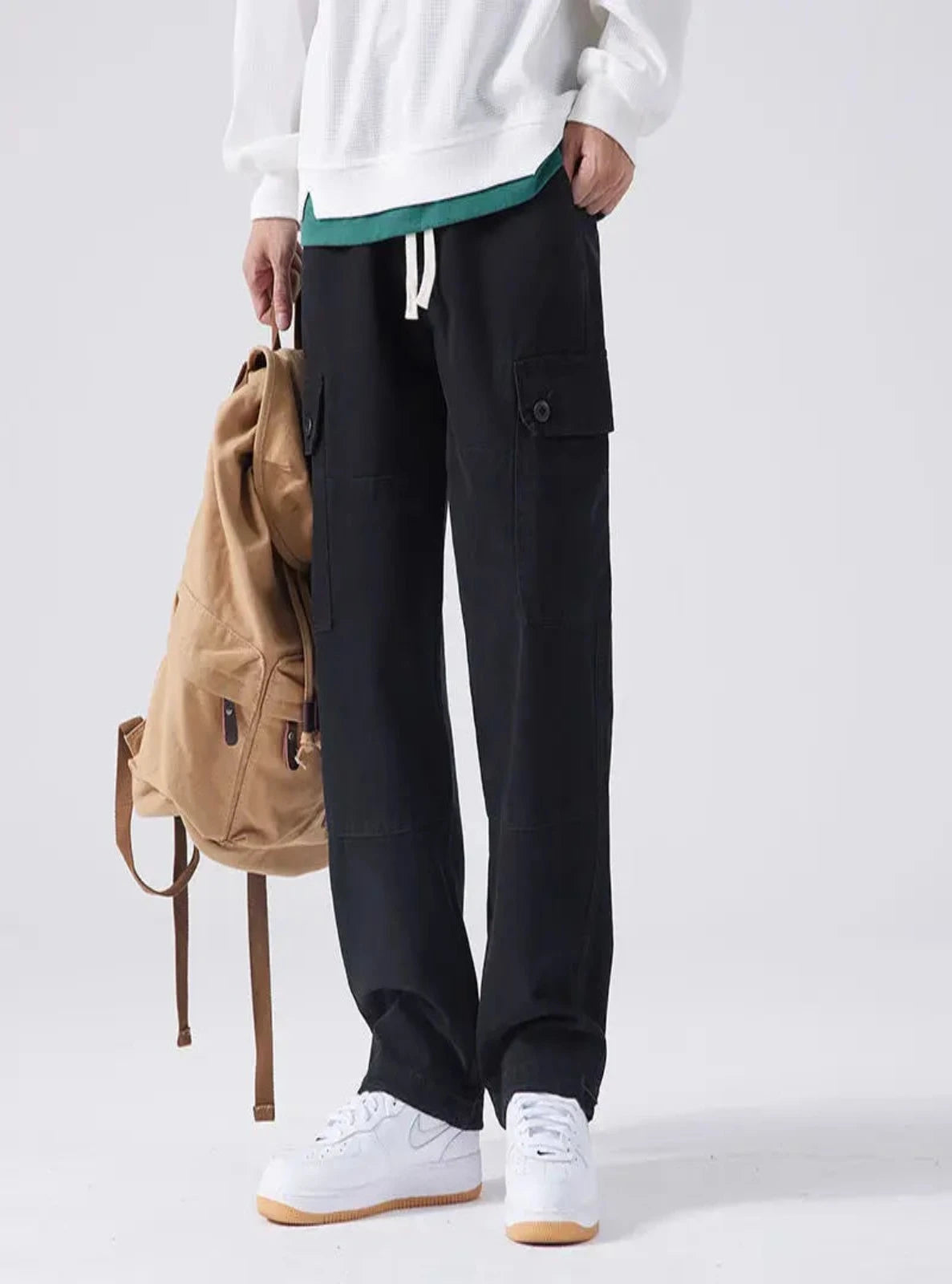 Straight-leg Drawstring Cargo Pants