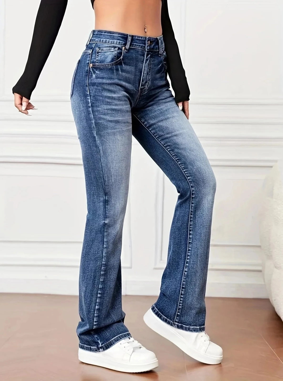 High Waist Retro Flared Jeans