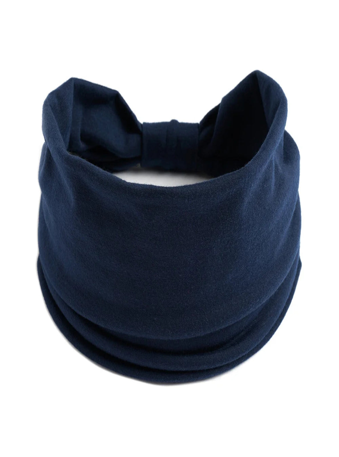 Navy blue headband on a white background