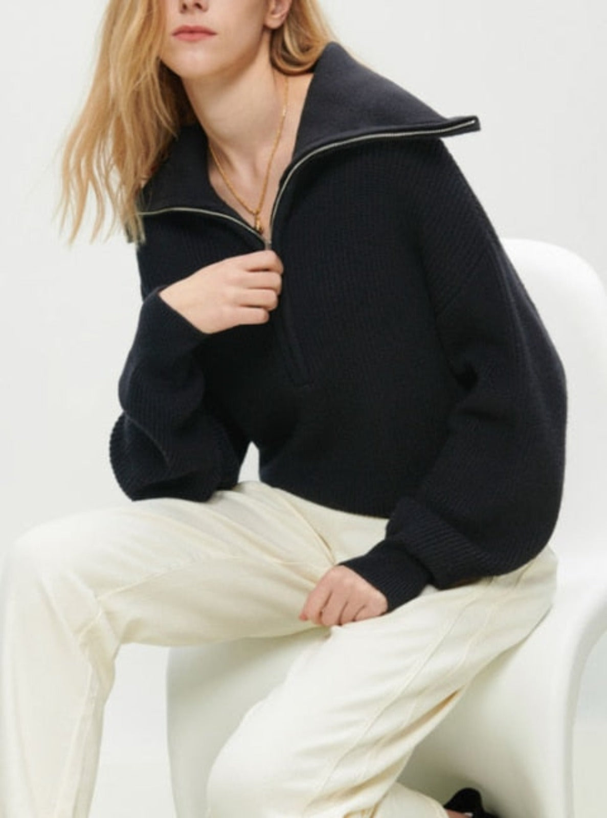 Half Zip Turtleneck Sweater