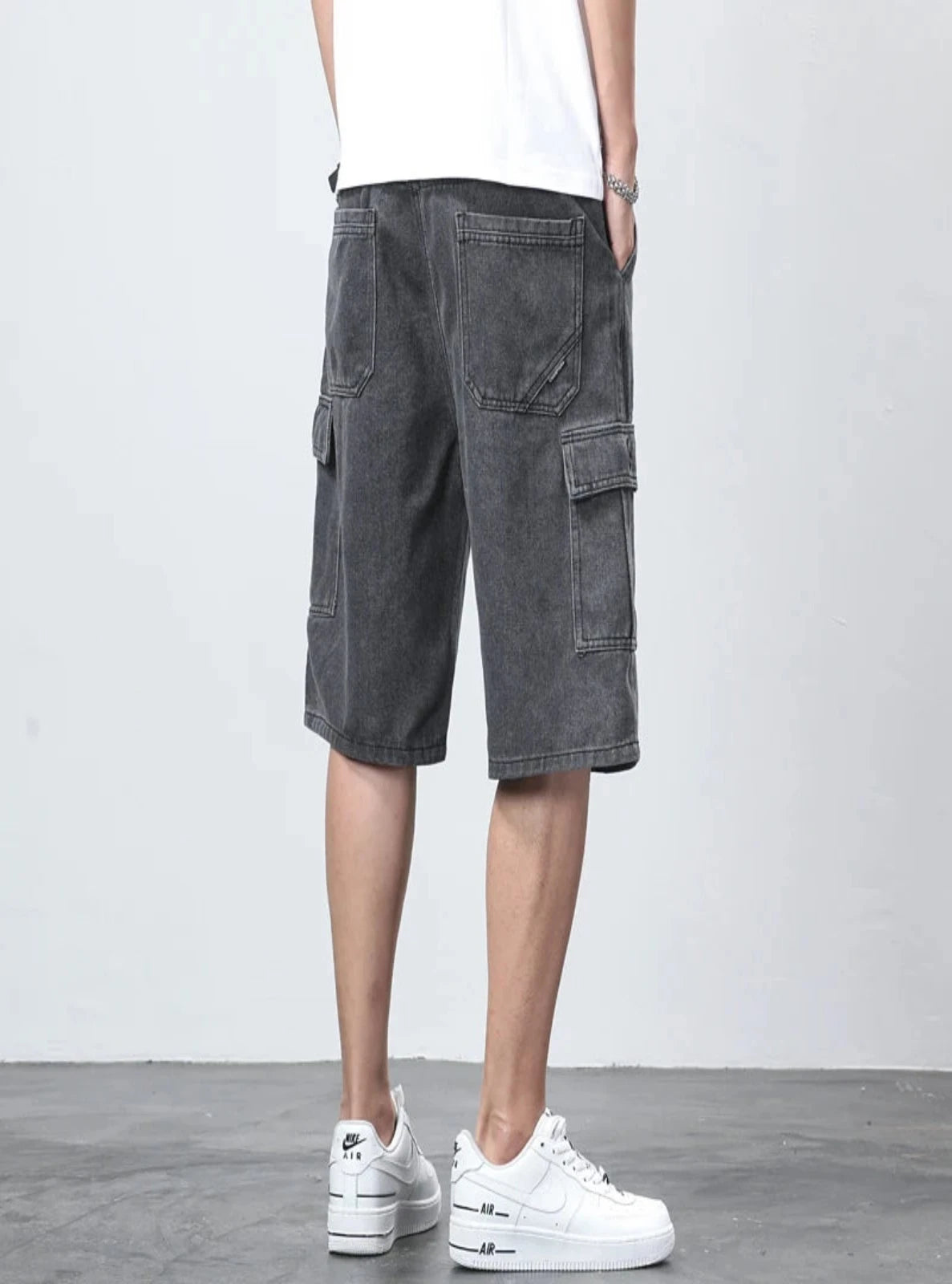 Low Denim Cargo Shorts