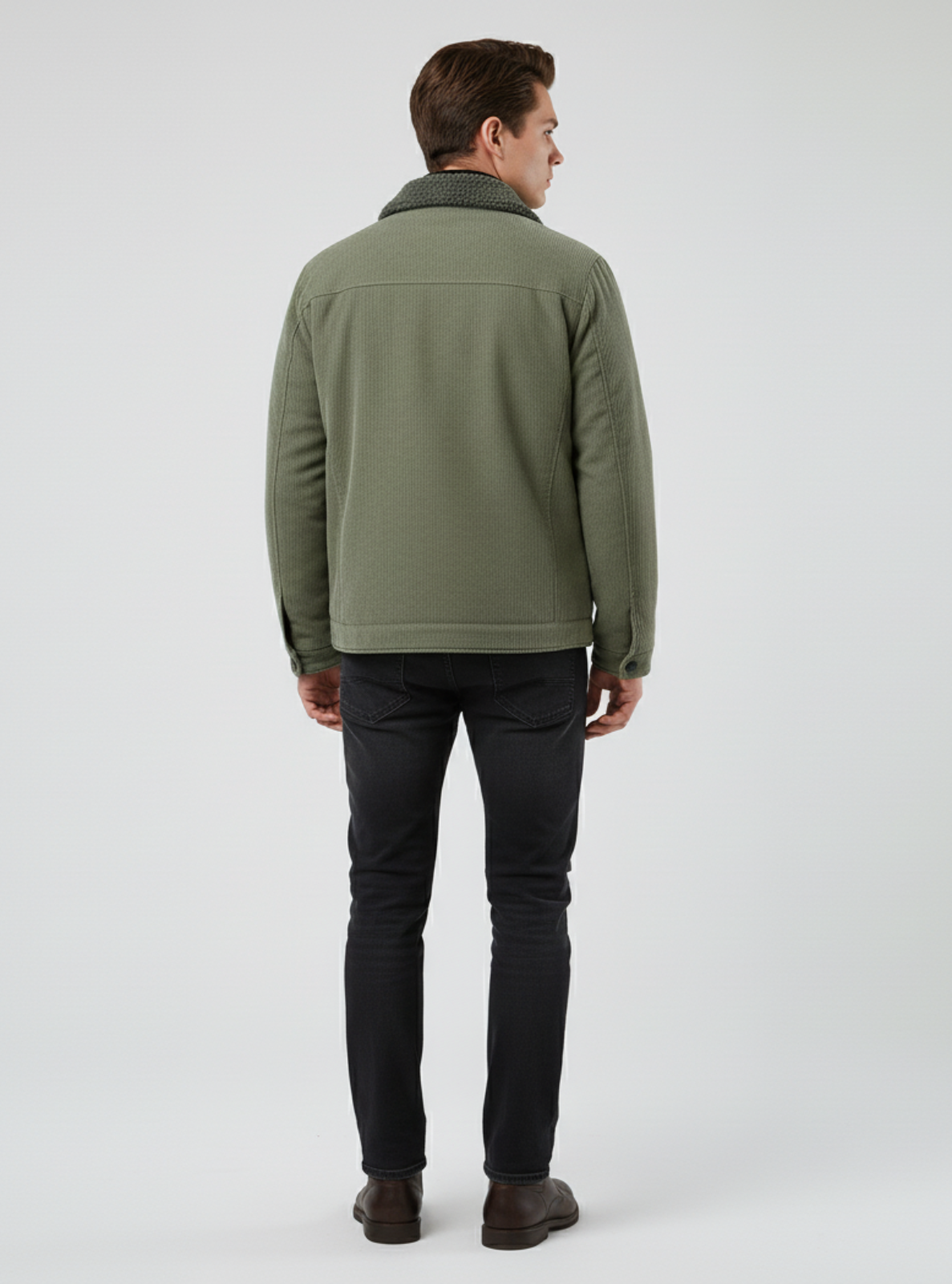 Sherpa-Collar Corduroy Jacket