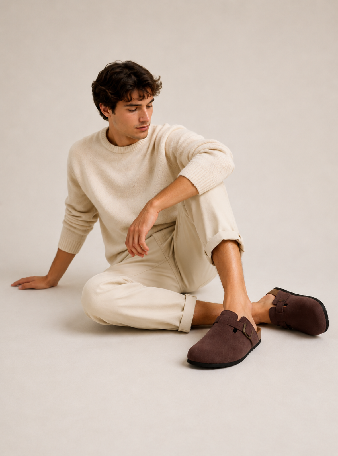 Suede Buckle Clogs