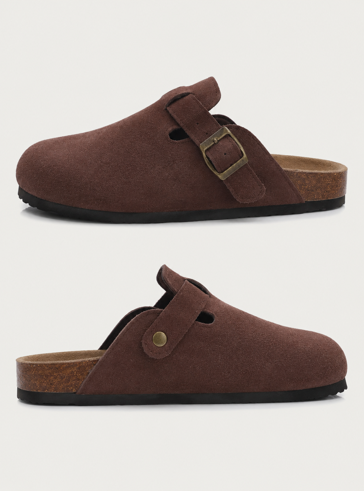 Suede Buckle Clogs