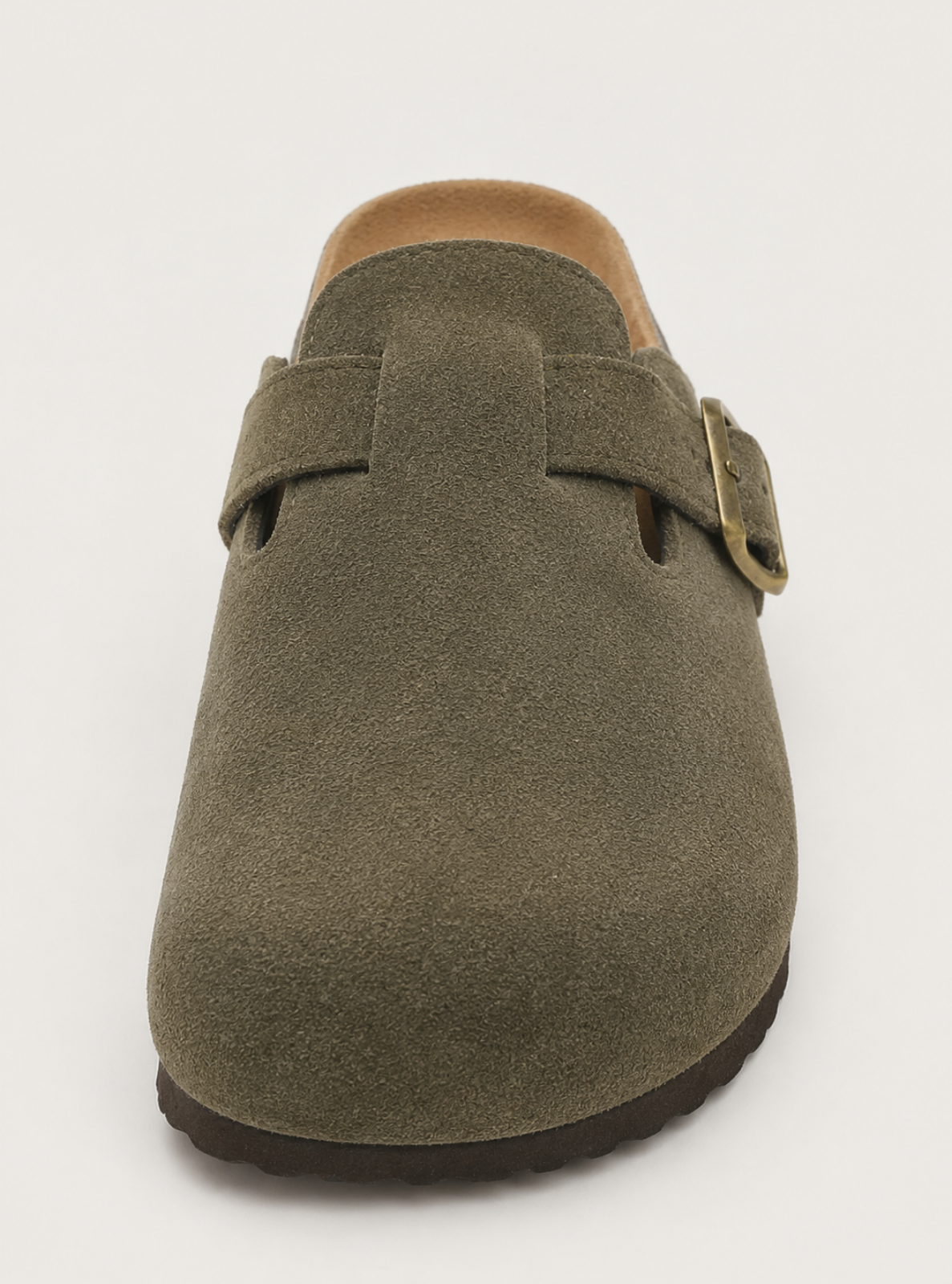Suede Buckle Clogs