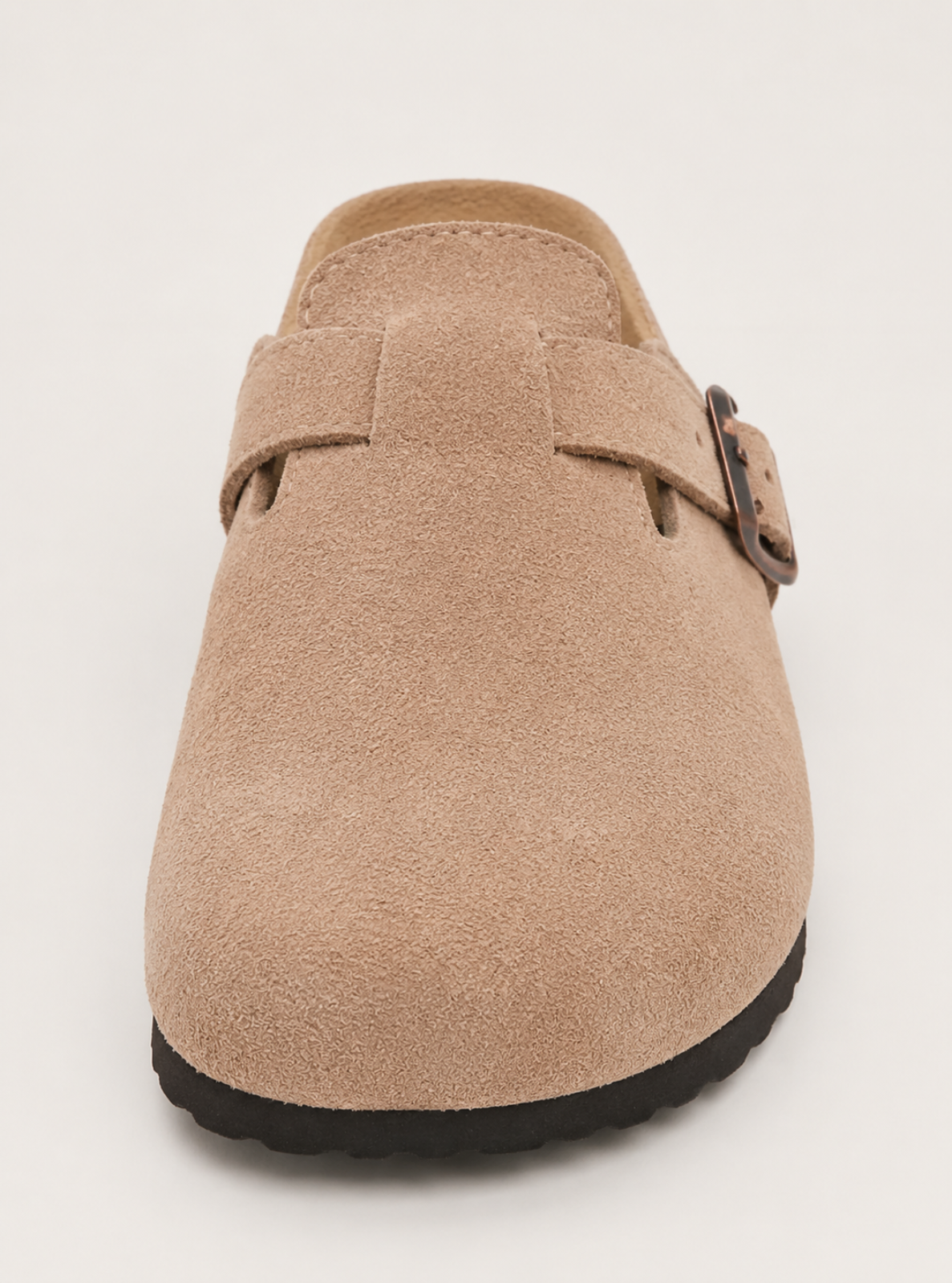 Suede Buckle Clogs