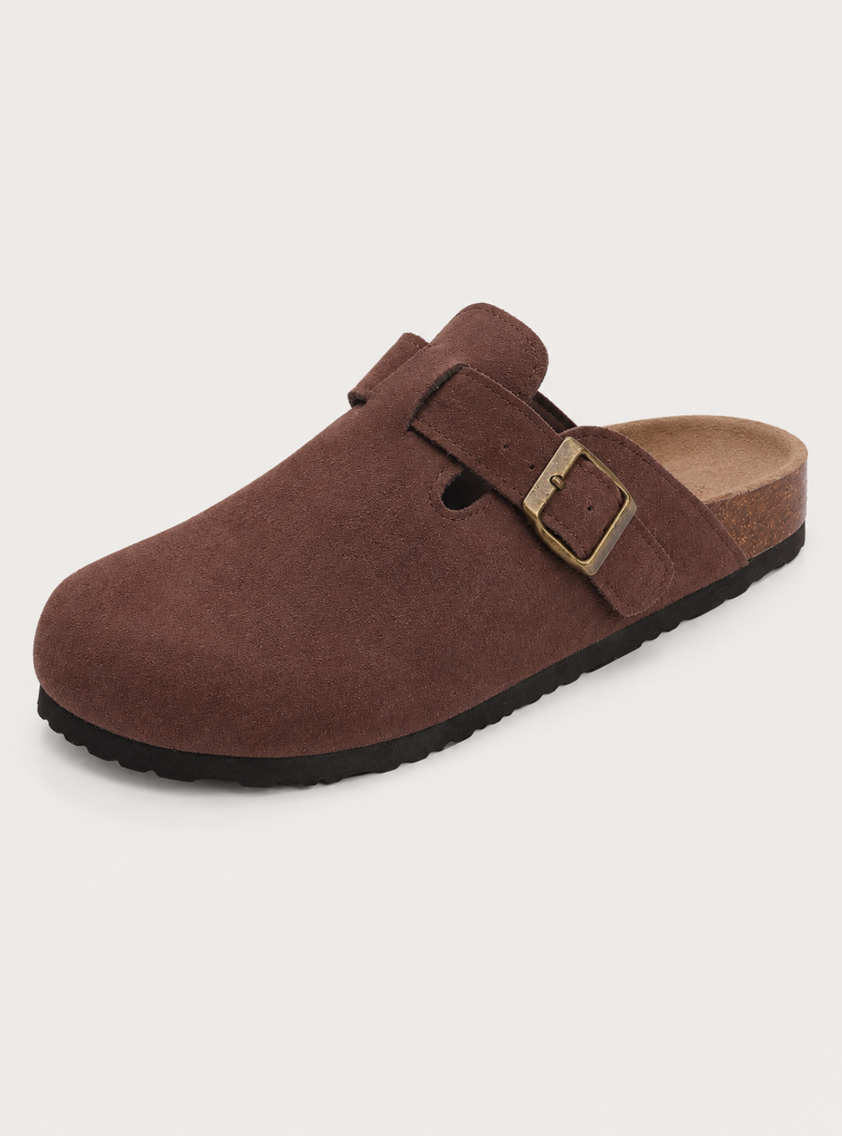 Suede Buckle Clogs