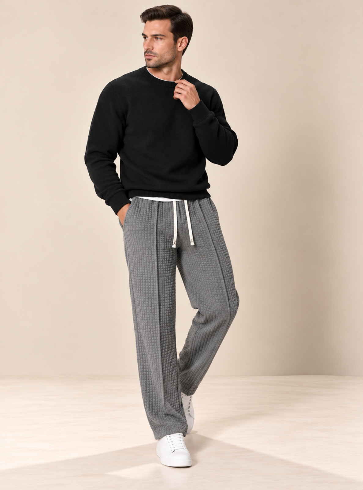 Textured Double-Knit Lounge Pants