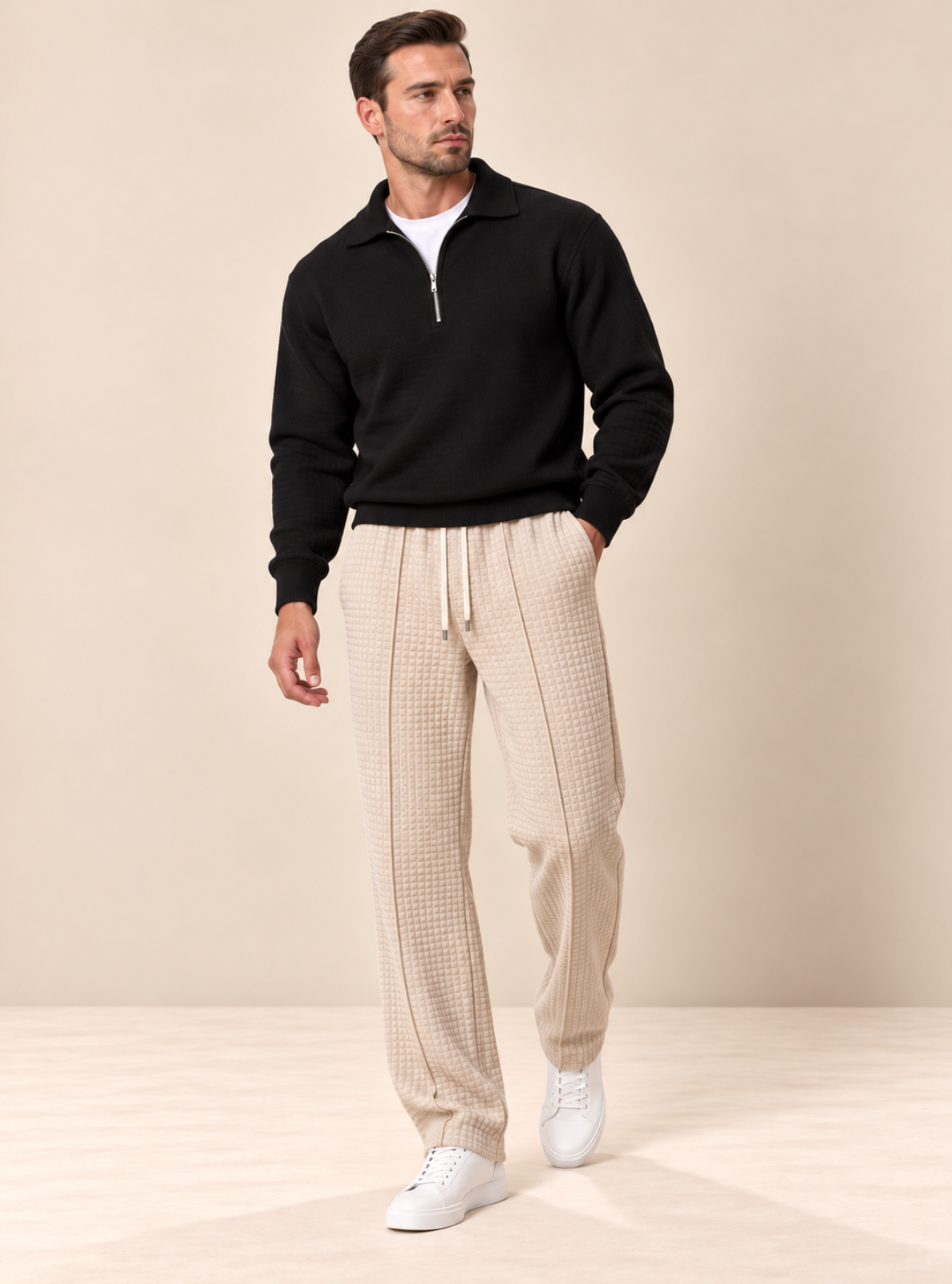 Textured Double-Knit Lounge Pants