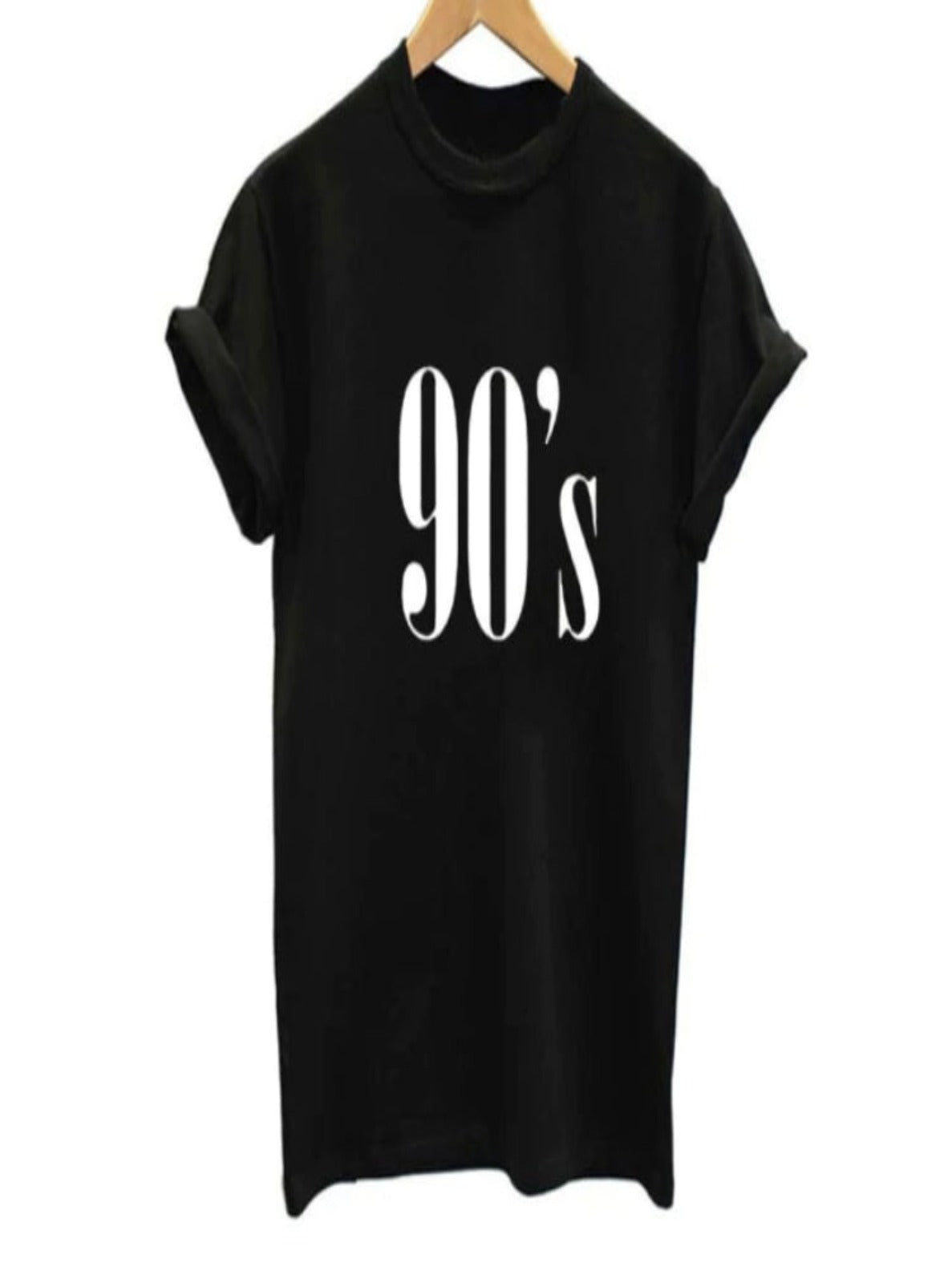 camiseta con estampado de letras de los años 90