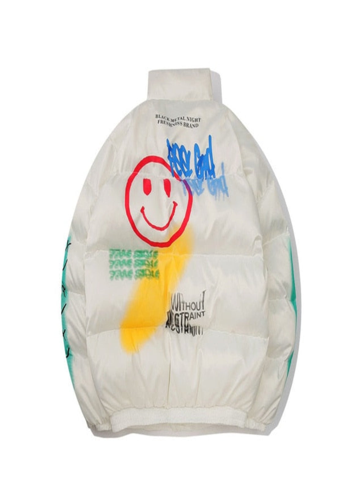 Graffiti Print Puffer Cotton Parka Jacket